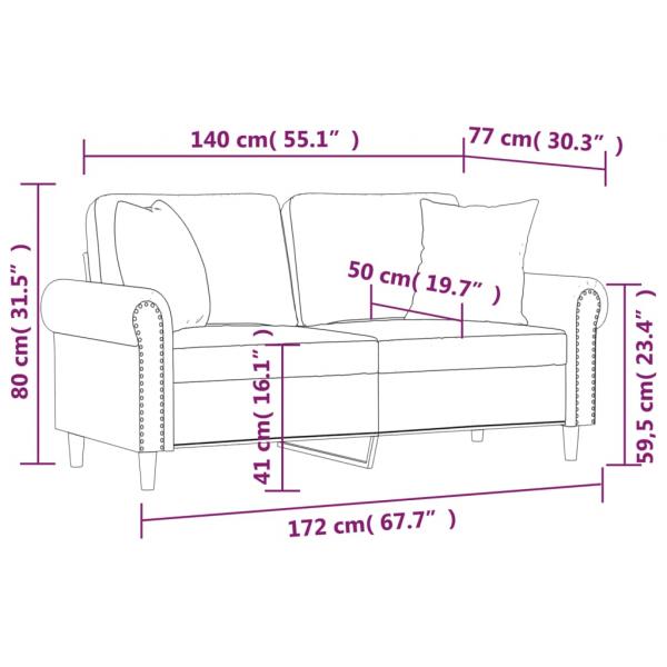 2-Sitzer-Sofa mit Zierkissen Schwarz 140 cm Samt