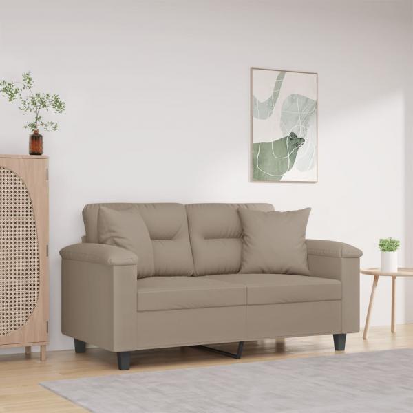 ARDEBO.de - 2-Sitzer-Sofa mit Kissen Taupe 120 cm Mikrofasergewebe