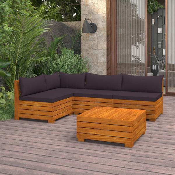 ARDEBO.de - 5-tlg. Garten-Lounge-Set mit Kissen Massivholz Akazie