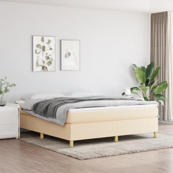 ARDEBO.de - Boxspringbett mit Matratze Creme 160x200 cm Stoff