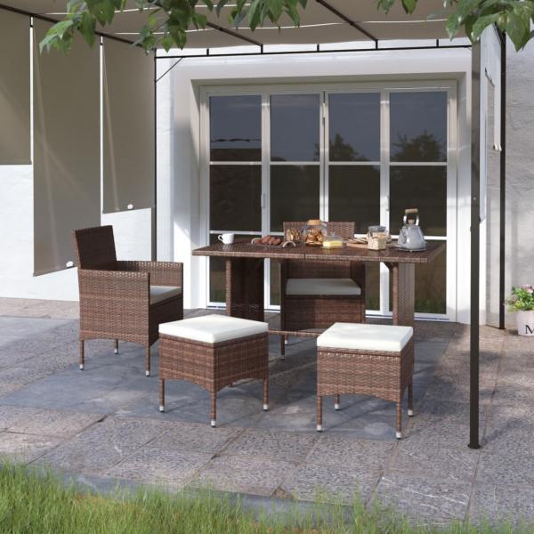 ARDEBO.de - 4-tlg. Gartenstuhl und Hocker Set Poly Rattan Braun