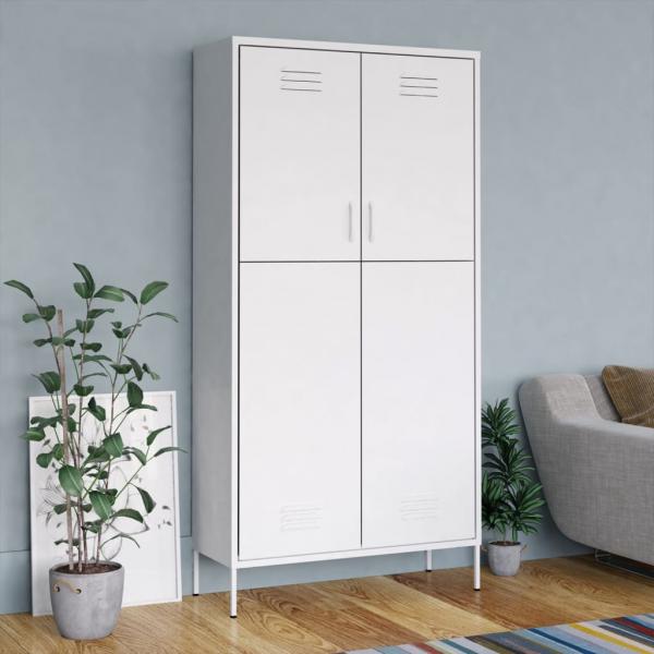 ARDEBO.de - Kleiderschrank Weiß 90x50x180 cm Stahl   