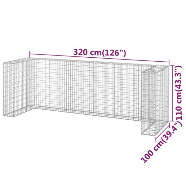 Gabionenwand für Mülltonnen Verzinkter Stahl 325x100x110 cm