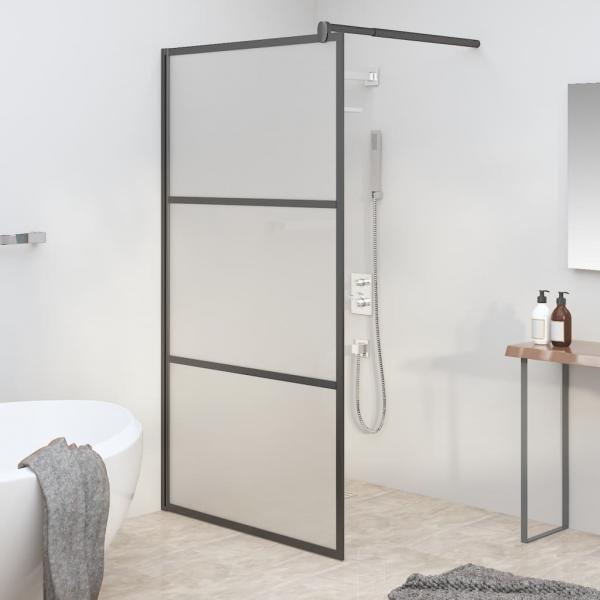 ARDEBO.de - Duschwand für Walk-In Dusche 115x195 cm ESG Mattiert Schwarz