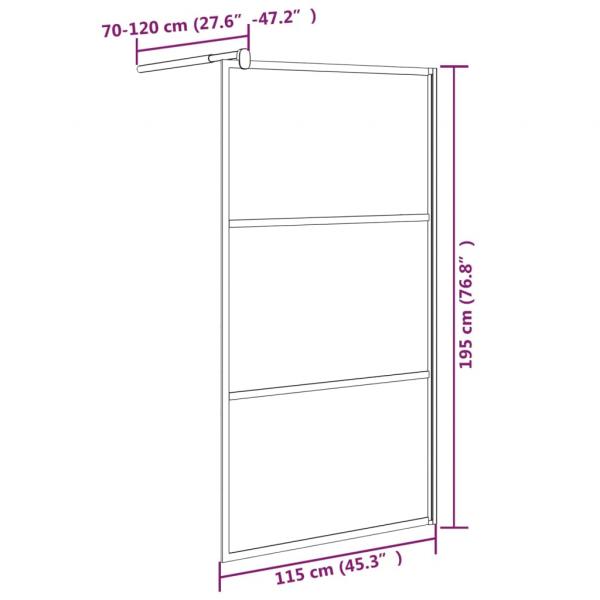 Duschwand für Walk-In Dusche 115x195 cm ESG Mattiert Schwarz