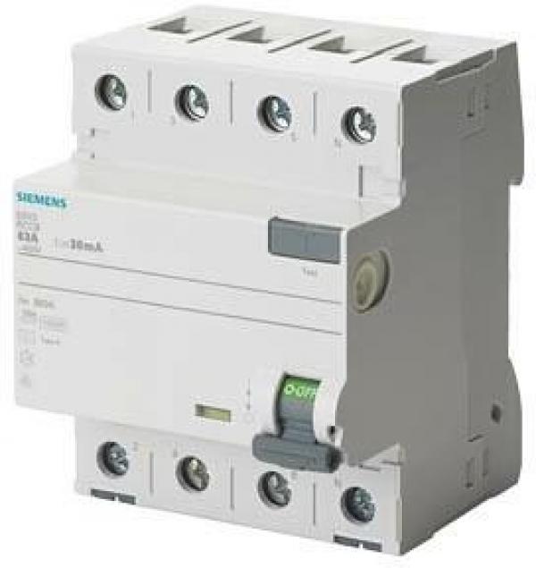 ARDEBO.de Siemens 5SV36426 FI-Schutzschalter, 4-polig, Typ A, 25A, 300mA, 400V