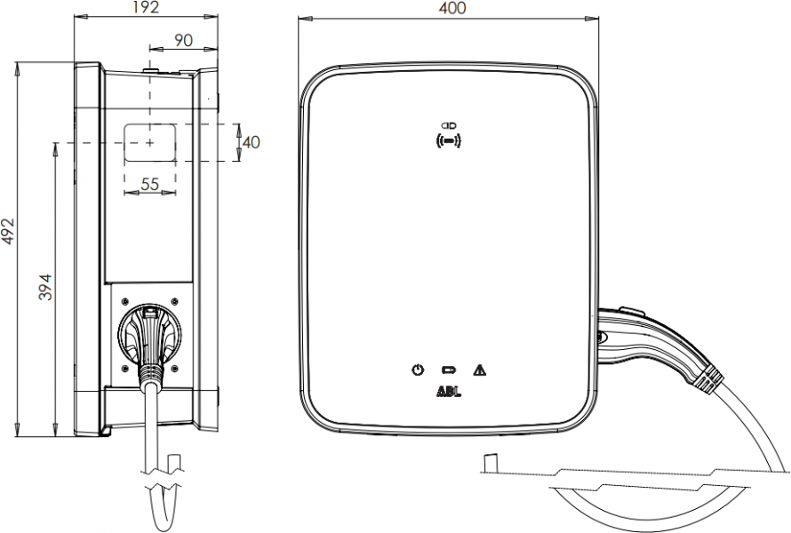 ABL eMH3 22kW Single Controller+ Wallbox mit Ladekabel, Typ 2 Kupplung, 32A, OCPP (3W2261)