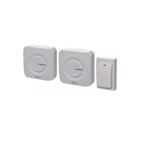 ARDEBO.de EMOS WIRELESS DOORCHIME AC P5731 Drahtlose Türklingel mit zwei Klingeln, weiß