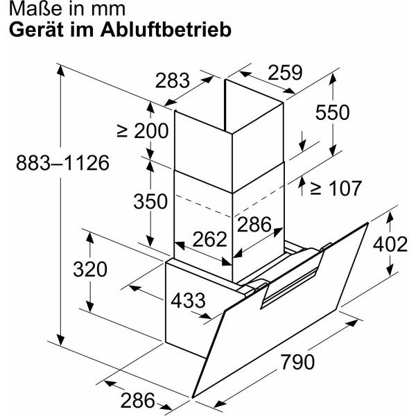 Neff D85IFN1S0 N50 EEK: A+ Kopffreihaube, 80 cm breit, Ab-/ Umluft, LED, Touch Control, schwarz