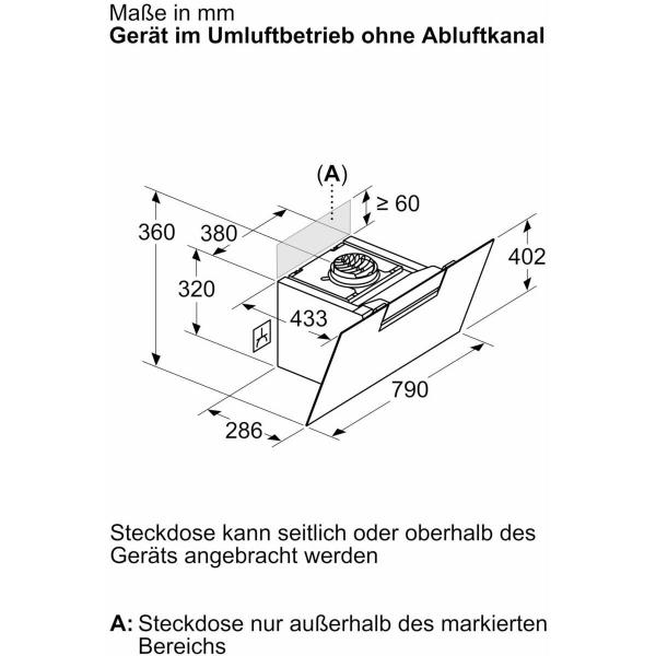 Neff D85IFN1S0 N50 EEK: A+ Kopffreihaube, 80 cm breit, Ab-/ Umluft, LED, Touch Control, schwarz