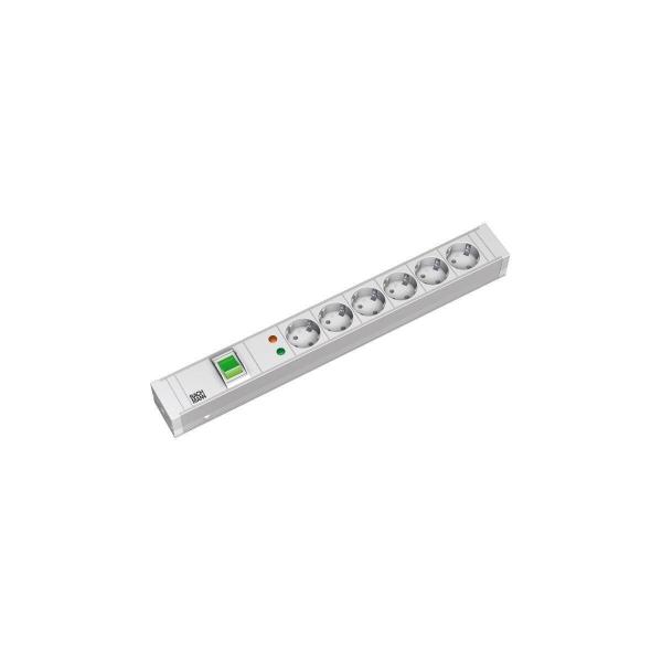 ARDEBO.de Bachmann 19" PDU Basic Steckdosenleiste >1HE mit Überspannungsschutz, 6x Steckdose, 1x Schalter, weiß (333.005)