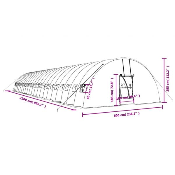 Gewächshaus mit Stahlrahmen Weiß 132 m² 22x6x2,85 m