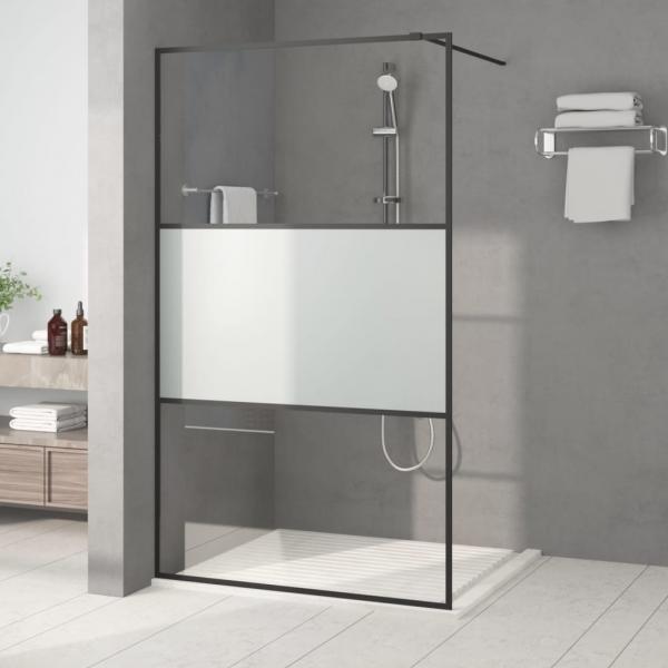 ARDEBO.de - Duschwand für Begehbare Dusche Schwarz 115x195 cm Halbmatt ESG