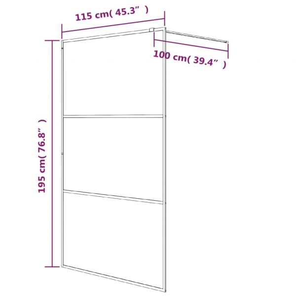 Duschwand für Begehbare Dusche Schwarz 115x195 cm Halbmatt ESG