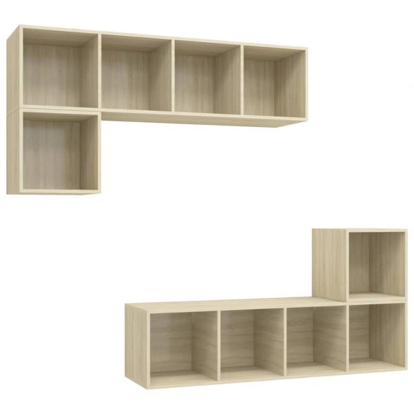 ARDEBO.de - 4-tlg. TV-Schrank-Set Sonoma-Eiche Holzwerkstoff