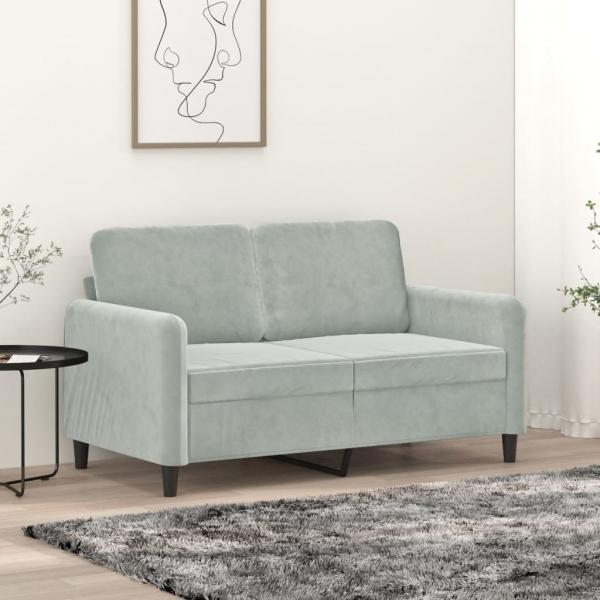 ARDEBO.de - 2-Sitzer-Sofa Hellgrau 120 cm Samt