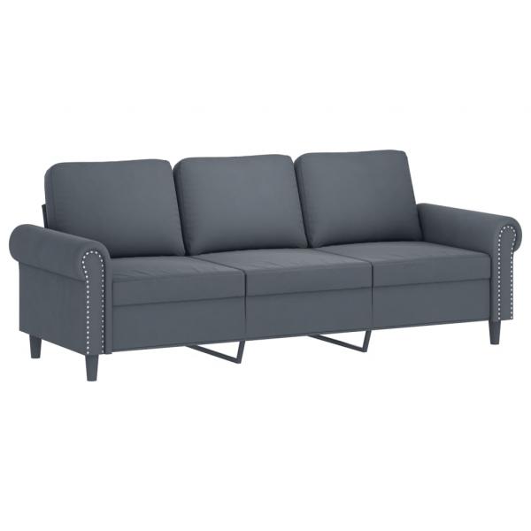 ARDEBO.de - 3-Sitzer-Sofa Dunkelgrau 180 cm Samt