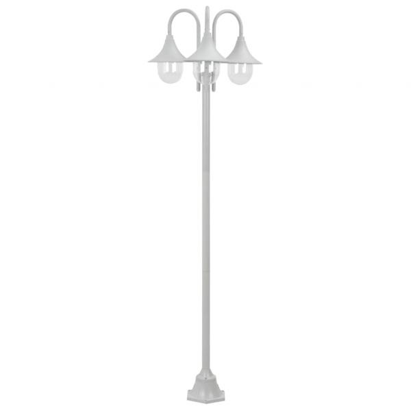 ARDEBO.de - Garten-Pollerleuchte E27 220 cm Aluminium 3-Laterne Weiß 