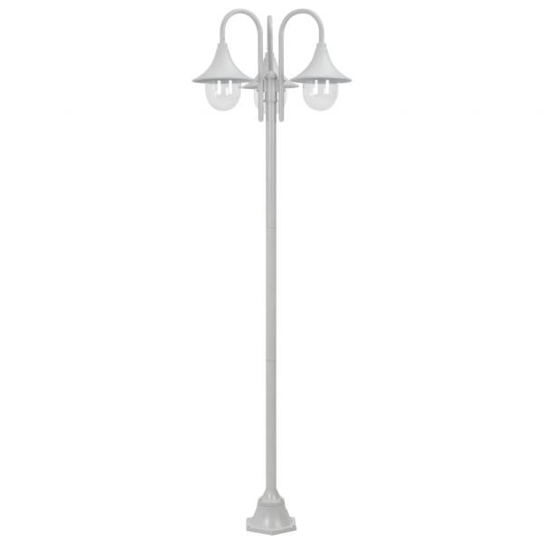 Garten-Pollerleuchte E27 220 cm Aluminium 3-Laterne Weiß 