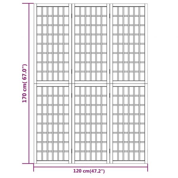 3-tlg. Paravent Japanischer Stil Faltbar 120x170 cm