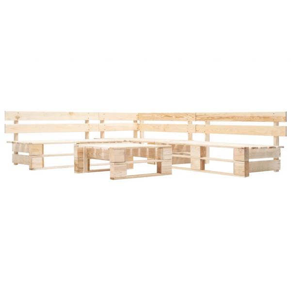 ARDEBO.de - 4-tlg. Paletten-Lounge-Set Holz Natur