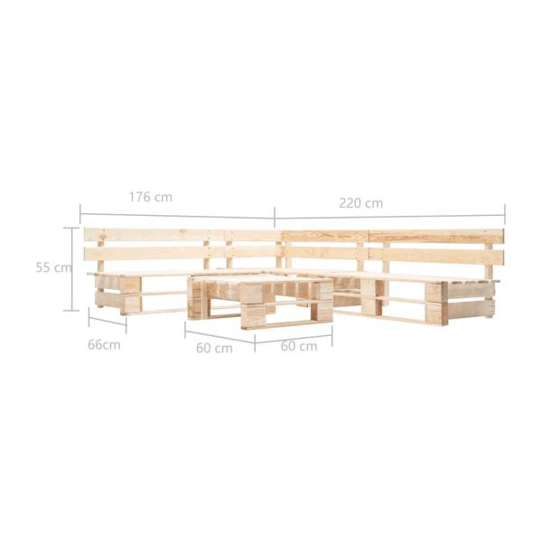 4-tlg. Paletten-Lounge-Set Holz Natur