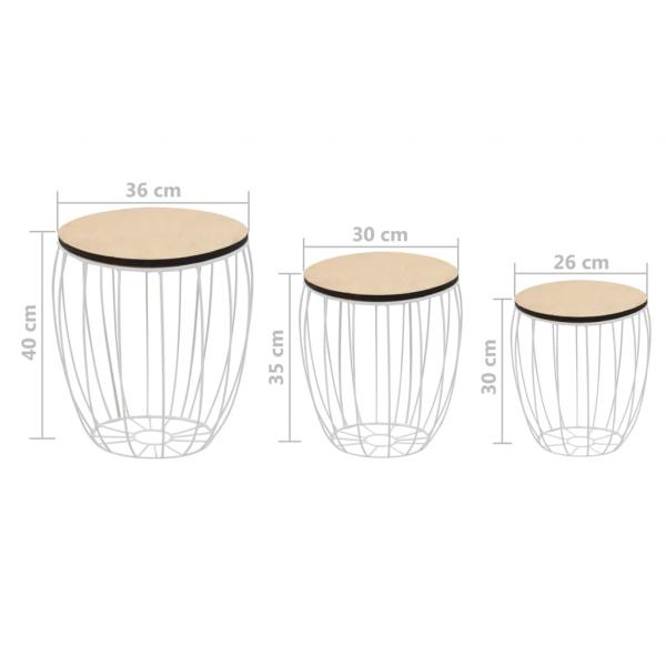 Couchtisch-Set 3-tlg. Pappelsperrholz Eisen