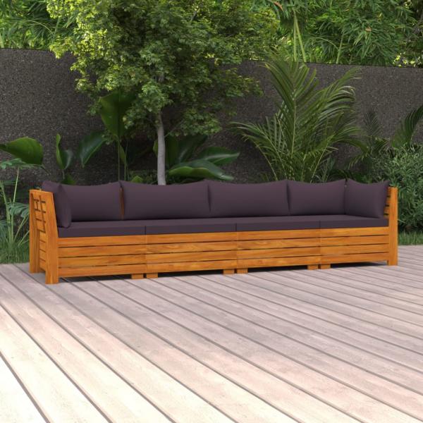 ARDEBO.de - 4-Sitzer-Gartensofa mit Kissen Massivholz Akazie