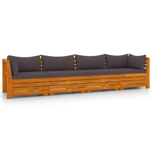 4-Sitzer-Gartensofa mit Kissen Massivholz Akazie