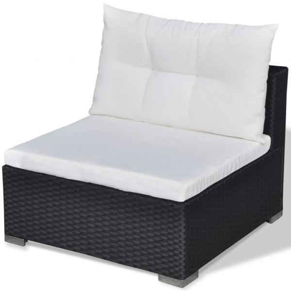 5-tlg. Garten-Lounge-Set mit Kissen Poly Rattan Schwarz