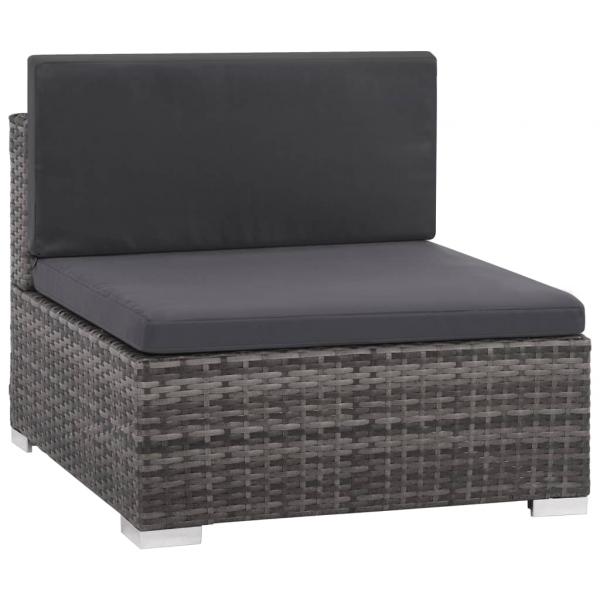 6-tlg. Garten-Lounge-Set mit Kissen Poly Rattan Grau