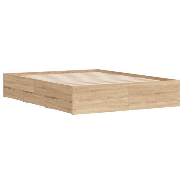 Bettgestell mit Schubladen Sonoma-Eiche 140x190cm Holzwerkstoff