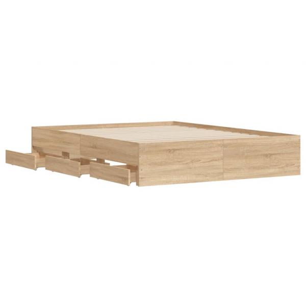 Bettgestell mit Schubladen Sonoma-Eiche 140x190cm Holzwerkstoff