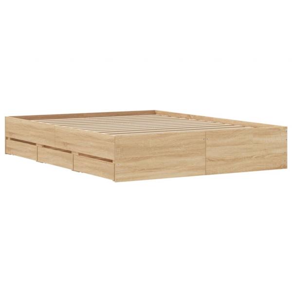 Bettgestell mit Schubladen Sonoma-Eiche 140x190cm Holzwerkstoff