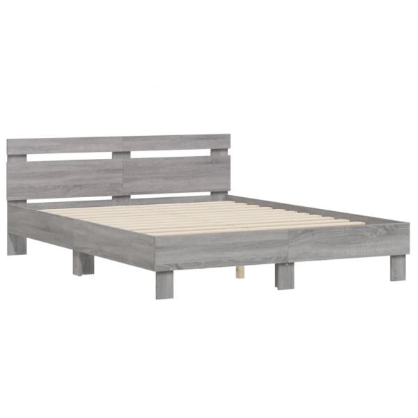 Bettgestell mit Kopfteil Grau Sonoma 140x190 cm Holzwerkstoff