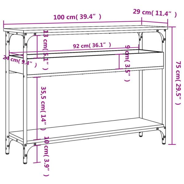 Konsolentisch mit Ablage Schwarz 100x29x75cm Holzwerkstoff