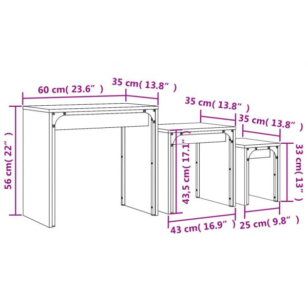 Satztische 3 Stk. Braun Eichen-Optik Holzwerkstoff