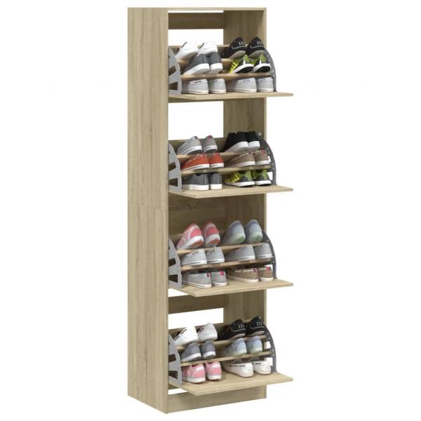 Schuhschrank mit 4 Klappen Sonoma-Eiche 60x42x204 cm