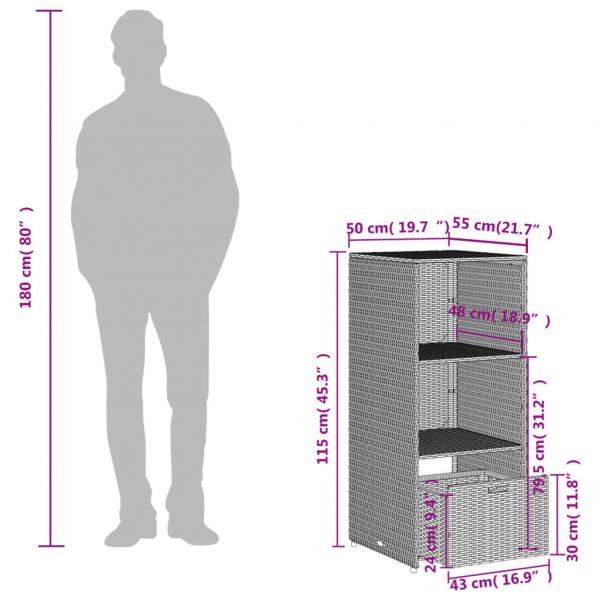 Gartenschrank Grau 50x55x115 cm Poly Rattan