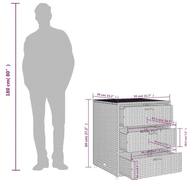 Gartenschrank Braun 55x59x69 cm Poly Rattan