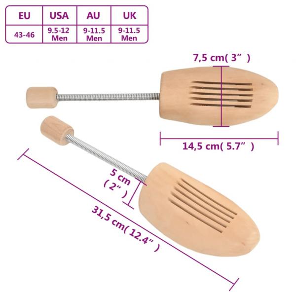 Schuhspanner 2 Paar EU 43-46 Massivholz Lotus