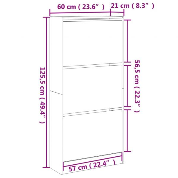 Schuhschrank Weiß 60x21x125,5 cm Holzwerkstoff