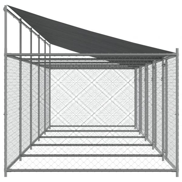 Hundezwinger mit Dach und Türen Grau 10x2x2 m Verzinkter Stahl