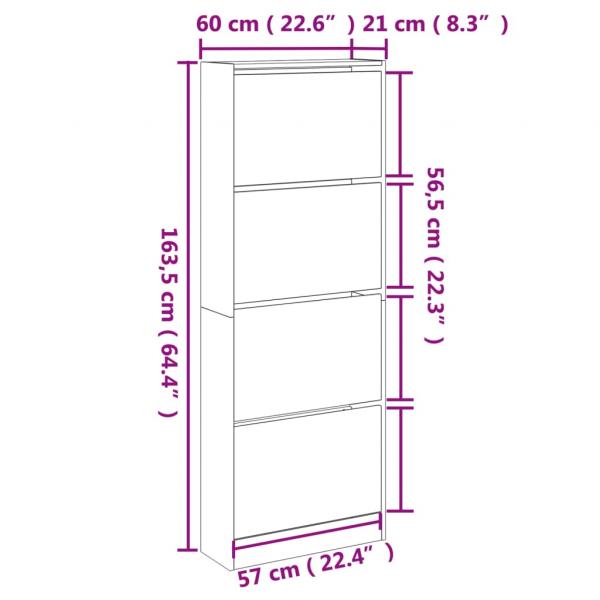 Schuhschrank Sonoma-Eiche 60x21x163,5 cm Holzwerkstoff