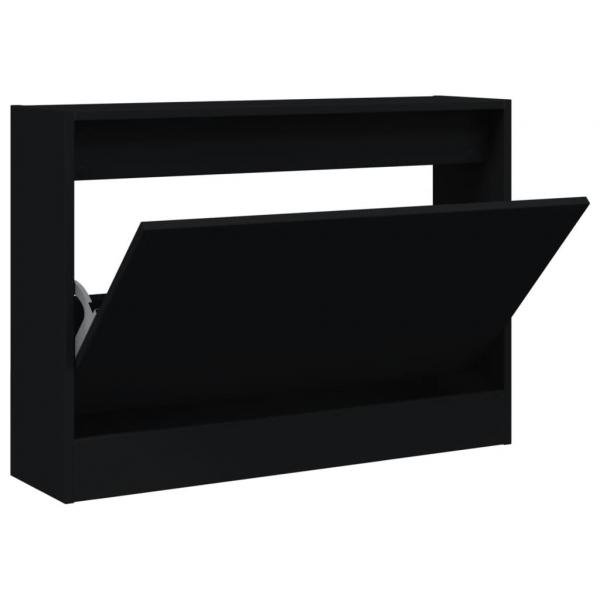 Schuhschrank Schwarz 80x21x57 cm Holzwerkstoff