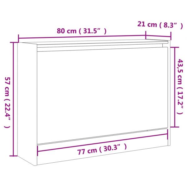 Schuhschrank Schwarz 80x21x57 cm Holzwerkstoff