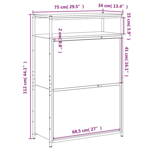 Schuhschrank Schwarz 75x34x112 cm Holzwerkstoff