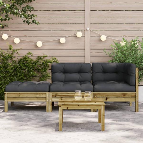 Gartensofa mit Kissen und Hocker 2-Sitzer