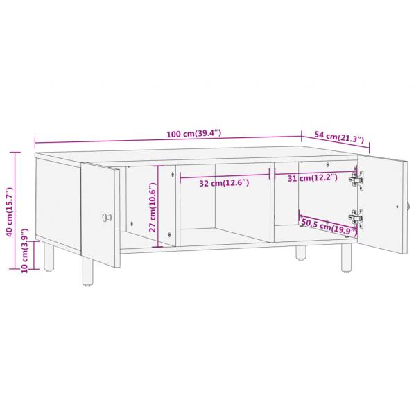 Couchtisch 100x54x40 cm Massivholz Akazie