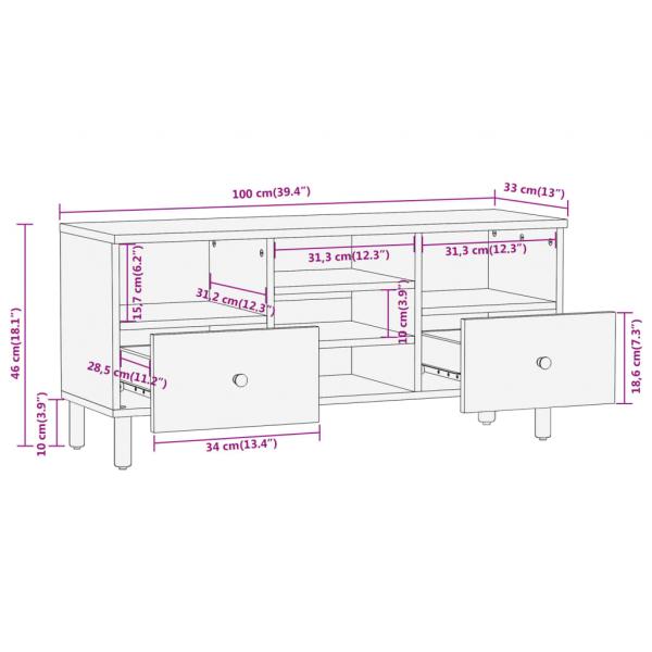 TV-Schrank 100x33x46 cm Massivholz Akazie